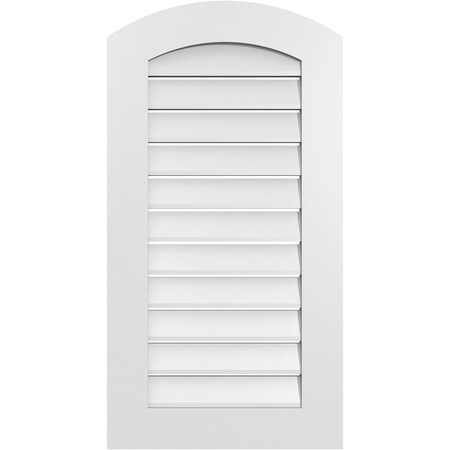 Ekena Millwork Arch Top Surface Mount PVC Gable Vent: Non-Functional, w/ 3-1/2"W x 1"P Standard Frame, 20"W x 36"H GVPAR20X3601SN